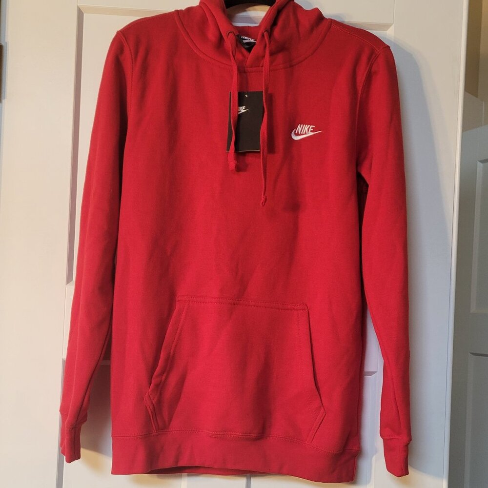 Nike Men's Red Pullover Fleece Hoodie Sweatshirt Size Medium Standard Fit New